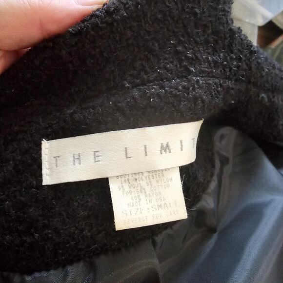 Vtg Limited Black Tweed fitted Jacket with faux fur leopard print cuffs - Picture 5 of 5